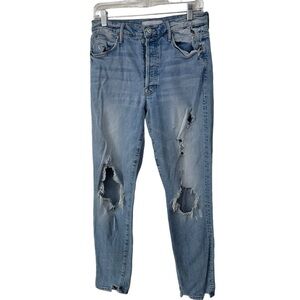MOTHER The Super Stunner Ankle Blue Jeans, Distressed Denim, size 29